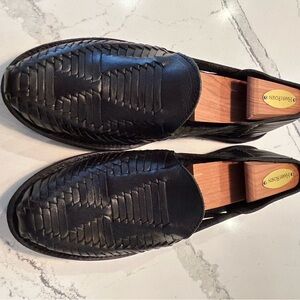 Chamula Woven Leather Huarache Loafers – Black – Handmade in Mexico